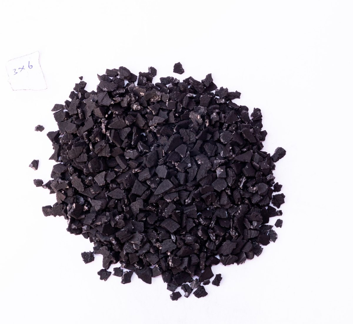 Granular coconut shell activated carbon, 3 by 6 mesh, for air and gas phase duty